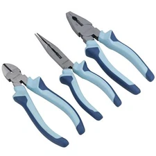 3pc Cushion Grip Plier Set ( Combination / Long Nose / Cutter Snips ) TE540