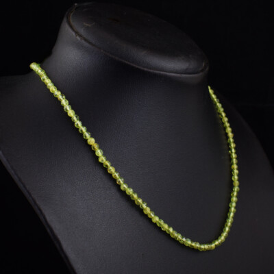 51 Kt Natürlicher Peridot Runde Form Facettierte Perlen Halskette Schmuck JK 39E408