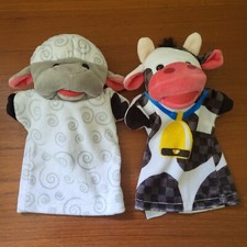 Melissa And Doug Sheep Cow Farm Animals Plush Hand Puppet