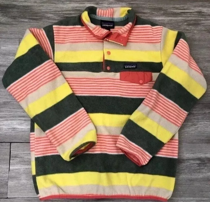 patagonia synchilla snap-t fleece fitz stripe rare sweater