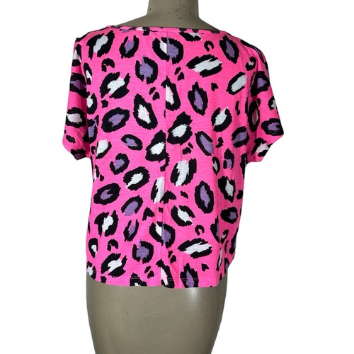 Justice Hot Pink Leopard Print Glitter Girls Rock Crop Top XL - Picture 3 of 4