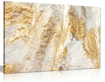 Modern Weiß und Gold Pinsel Leinwand Wandbild Bild Druck