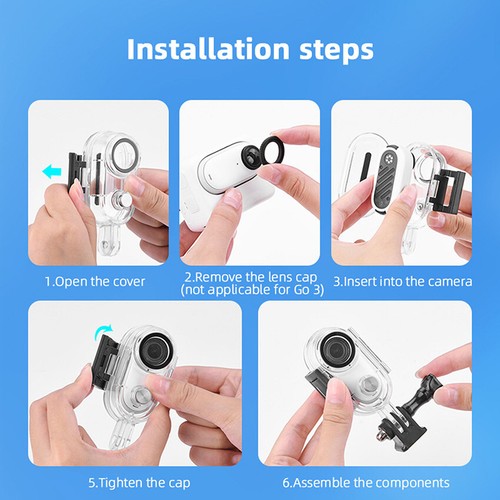 40m Swimming Diving Case Waterproof Case for Insta360 GO 3/3S Thumb Camera - Picture 9 of 12