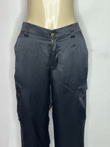PANTALONI CARGO DEVOTION BY COOKIE JOHNSON NERI 100% SETA TAGLIA 32 - Foto 2 di 4