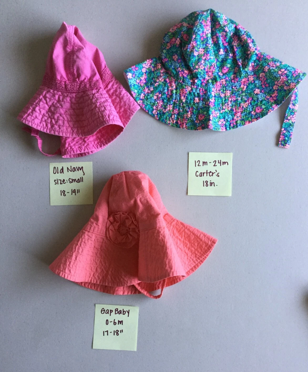 Baby Girl Toddler Summer Sun Hat (Lot of 3) Gap, Old Navy, Carter's