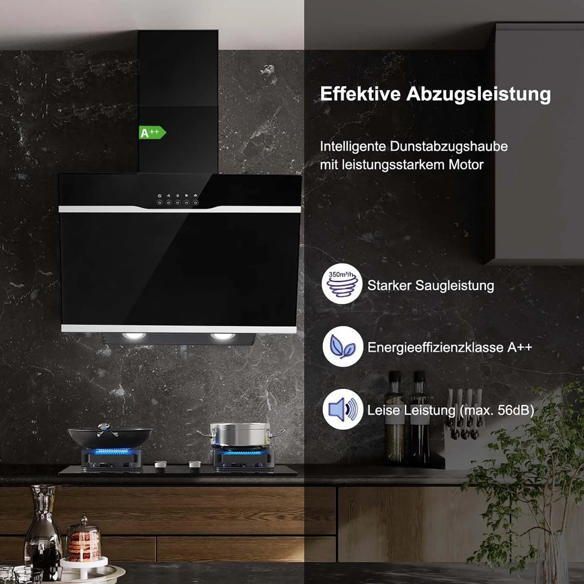 Hotte Murale KKT KOLBE VTH601S 60cm Inclinée - Acier Inox/verre Noir - Classe A