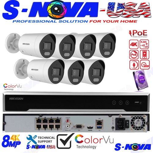 HIKVISION 8CH 4K NVR SECURITY IP CAMERA SYSTEM CCTV 4MP BULLET COLORVU W/ AUDIO - Picture 14 of 15