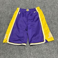 Los Angeles Lakers Shorts Boy's Extra Large Nike Yellow 28" Waist 9" Inseam 