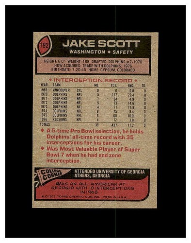 1977 TOPPS FOOTBALL #1-300 YOU PICK SEE PHOTOS OF EVERY CARD STARS *NEW LISTING* - Picture 277 of 433