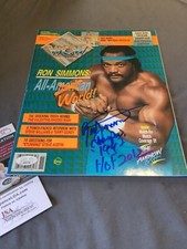 RON SIMMONS SIGNED WWF WWE WCW MAGAZINE NO LABEL NL WRESTLEMANIA JSA COA AUTO