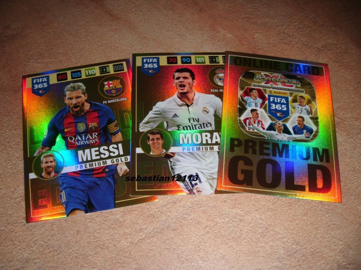 Panini Adrenalyn 2017 Fifa 365 Premium Gold limited edition Messi Morata |  eBay
