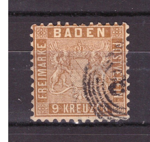 STAMPS Germany Ancient States Baden 1862 Coat of Arms 9k. D. 10 UNI15 #
