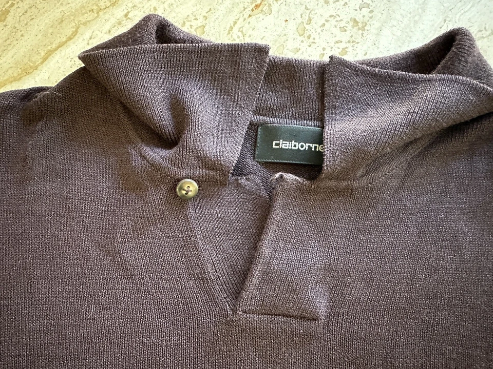 Pulôver masculino Liz Claiborne LS ametista 💯 suéter colarinho de seda tamanho grande - Imagem 4 de 4