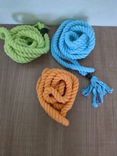 Ravenox Natural Twisted Cotton Rope/Twine 1/2" Aqua, Lime Green & Orange 9' each