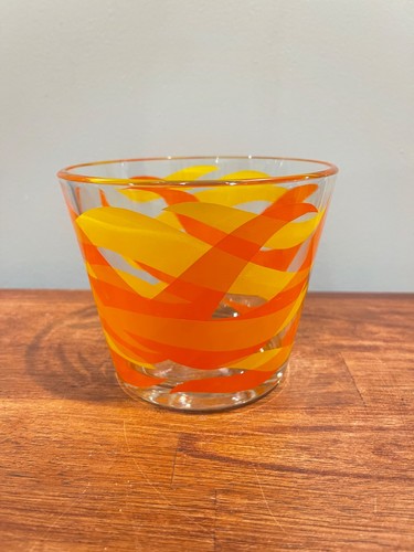 READ STARLYTE Mid Century Modern MCM Glass Ice Bucket 5” Orange Yellow