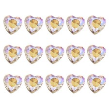 15 Pcs 3D Heart Nail Charm Rhinestones Crystal Heart Gems 8x8mm AB