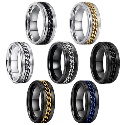 Edelstahl Ring Spinner Spinning Drehring bewegliche Kette Partner Fingerring