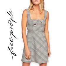Free People | Size 2 | Say No More Sleeveless Classic Plaid Pinafore Mini Dress