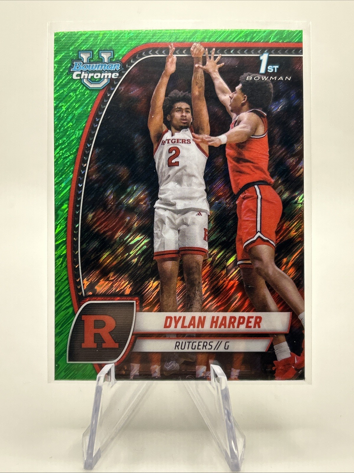 2024-25 Bowman U Chrome Dylan Harper Green Shimmer 1st Refractor #22 Rutgers