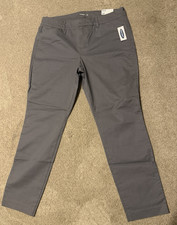 NEW Women's OLD NAVY Pixie Gray Cotton Stretch Chino Pants Sz 12 Reg Mid Rise