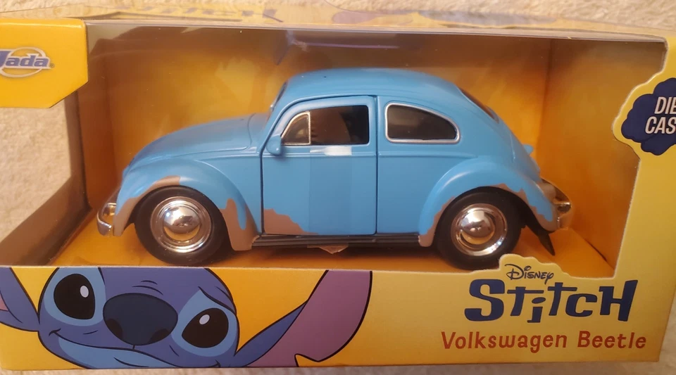 Jada Toys VOLKSWAGEN BEETLE, Azul, Stitch, Lilo, Disney, Hawaii, 1/32 Die-cast Foto 2 de 4