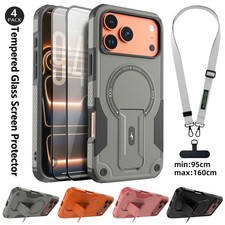 For iPhone 17 Pro Max Air Pro 17e Case Kickstand Magnetic Cover W/Tempered Glass