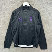 Tottenham Hotspur Jacket Mens Medium Nike Black Shield 1/4 Zip Drill #74 2018/19