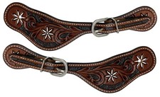 Showman Ladies Dark Oil Argentina Cow Leather Spur Straps