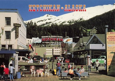 Postcard Ketchikan Alaska Cruise Downtown Dock  and Waterfront Vintage