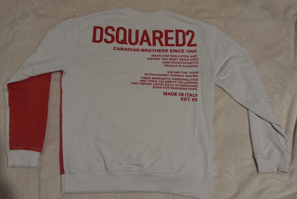 Dsquared2 Pullover M Weiß Rot Made in Italy