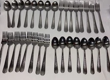 32 Piece Kitchinox 18/0 Stainless Hammered Look Flatware Forks Spoons