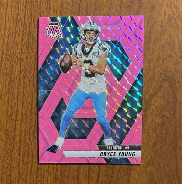 2025 Panini Mosaic #86 Bryce Young Pink Fluorescent Prizm /10 Panthers