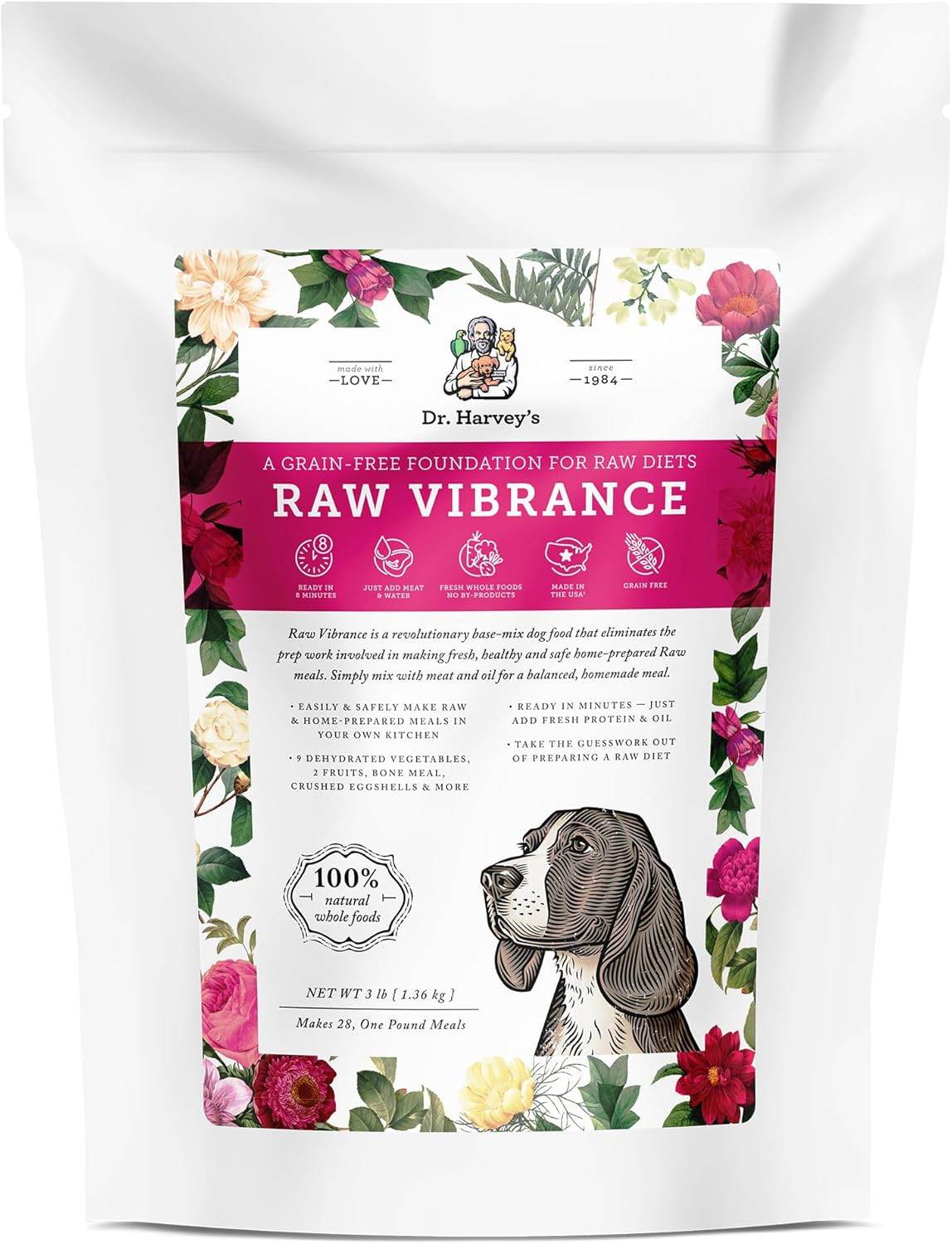 Raw Vibrance Dog Food, Human Grade Dehydrated Base Mix for Dogs, Grain Free Raw 