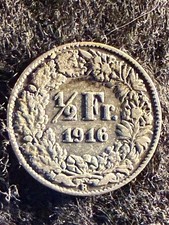 1916 B Switzerland 1/2 Franc GREAT 83.5% SILVER COIN! SHIPS FREE! KM# 23 (1)