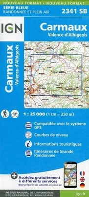 IGN Karte, Serie Bleue Carmaux, Valence-d'Albigeois (Série Bleue, Band 2341