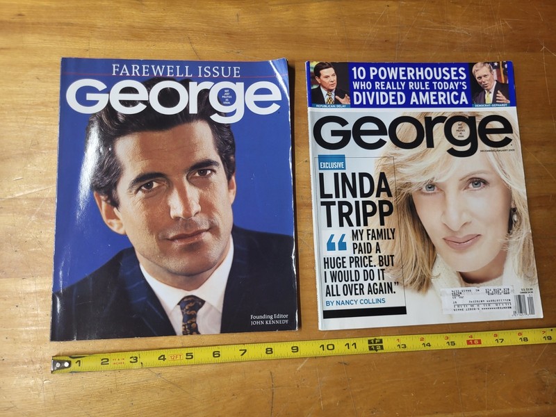 Pair of 2001 GEORGE Magazine Farewell Issue John Kennedy Jr. & Linda Tripp
