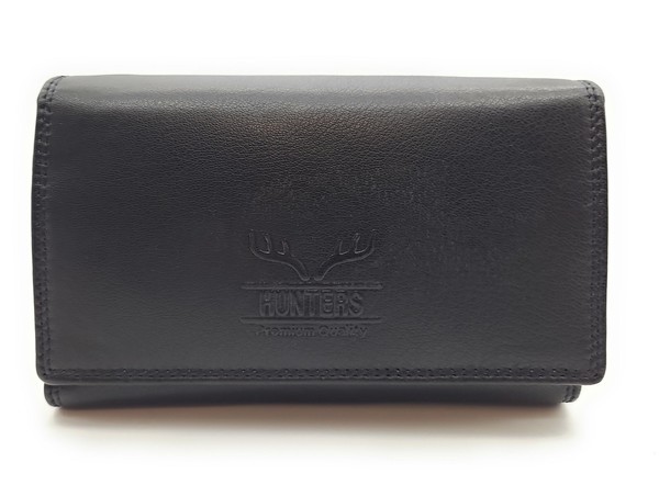 Damen GeldböRse Leder Rfid Schutz 12 FäCher MüNzfach Portemonnaie Schwarz-image