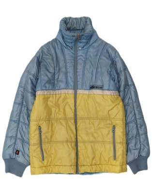 Ellesse wattierte Herrenjacke mit Kapuze UK 38 mittelblau Colourblock Nylon BE15