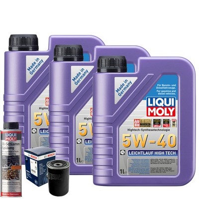 Motoröl 5W40 LIQUI MOLY High Tech 3L+BOSCH Ölfilter +Ölschlammspülung