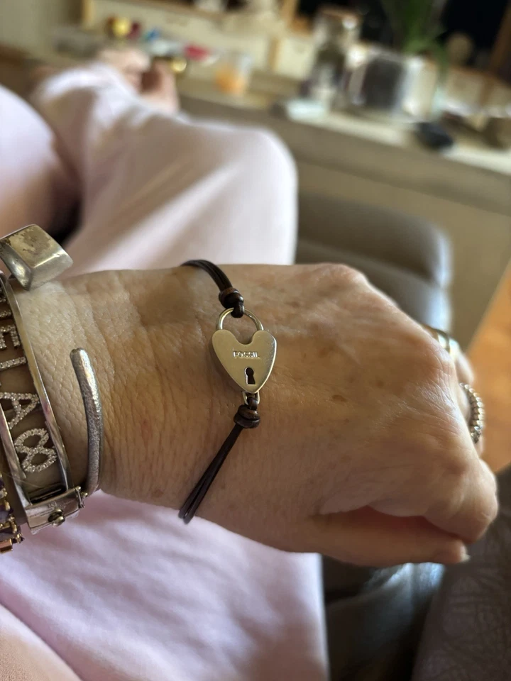 SALDI Bracciali Acciaio Cuoio Cristalli Bracciale Fossil - Immagine 2 di 4