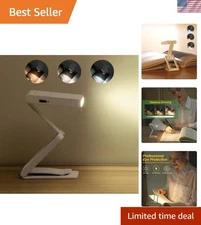 Rechargeable White Desk Lamp Bed Clip Reading Lamp- Portable Tri Color dimmin...