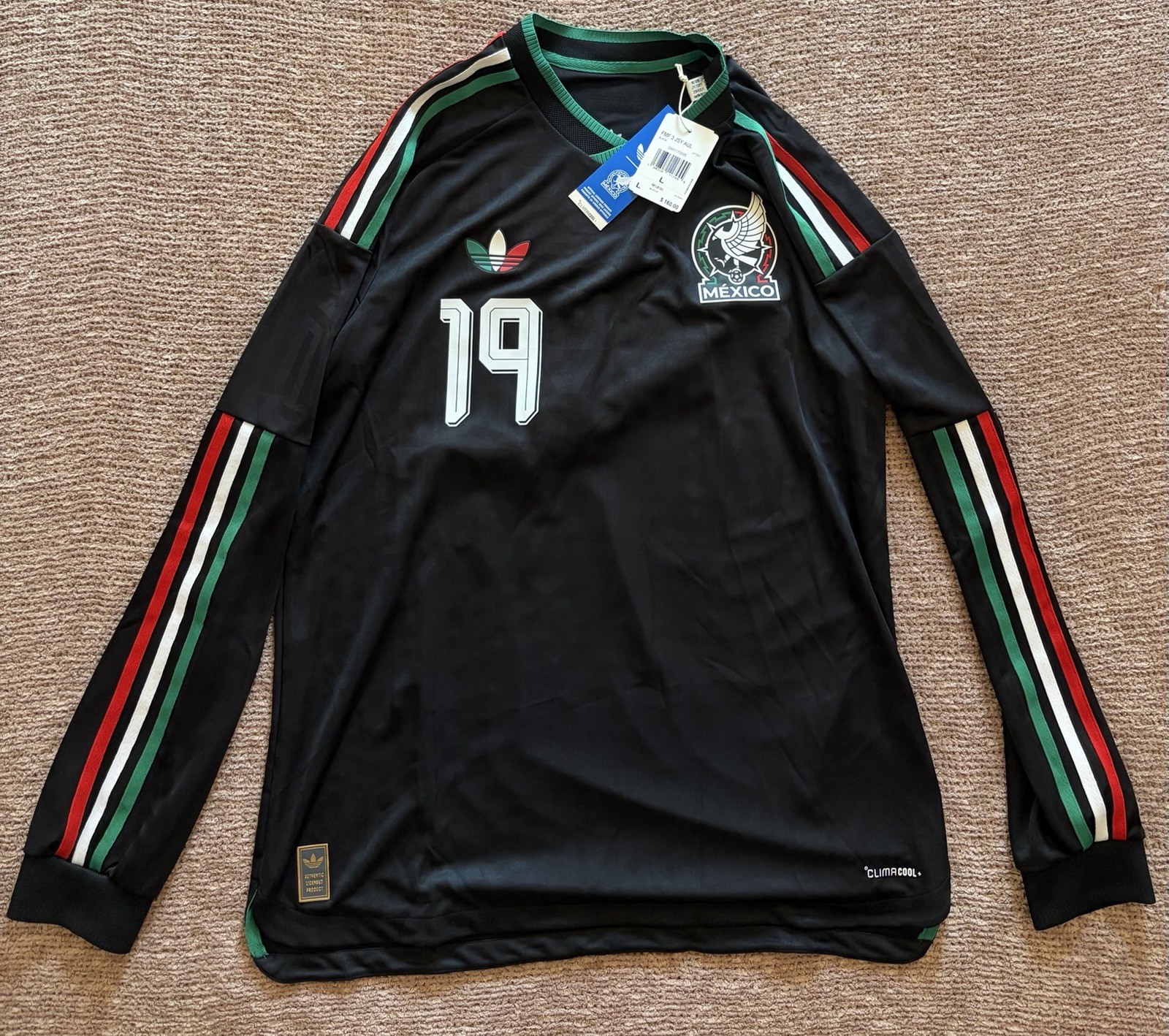 Gilberto Mora #19 Mexico 26 Third Authentic Long Sleeve Jersey New Large JY7001