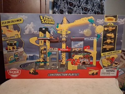 Dickie Toys Construction Playset/4 Vehicles Conveyor Claw 360 Deg Rotating Crane
