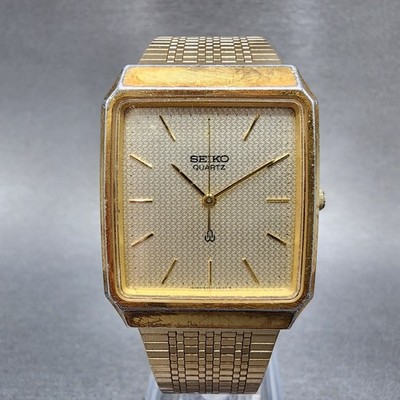 Seiko Tank Watch Men 29mm Champagne Dial Gold Tone 6030-5340 New