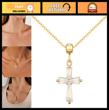 Dainty 14k Gold Cross Charm Choker Necklace for Women - Trendy Non-Tarnish Penda