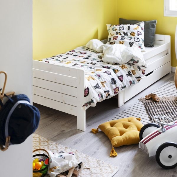Parure de lit enfant 140x200 cm housse de couette coton Farandole lit 1 personne