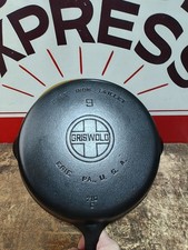"Fully Restored" GRISWOLD CAST IRON #9  SKILLET Large Logo 11" Seasoned  Flat