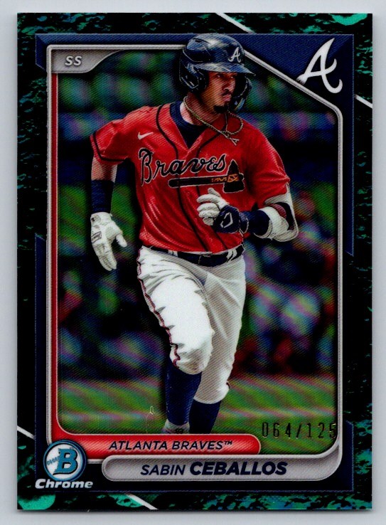 2024 Bowman #BCP-130 Sabin Ceballos Chrome Prospects Aqua Lunar Refractors #/125