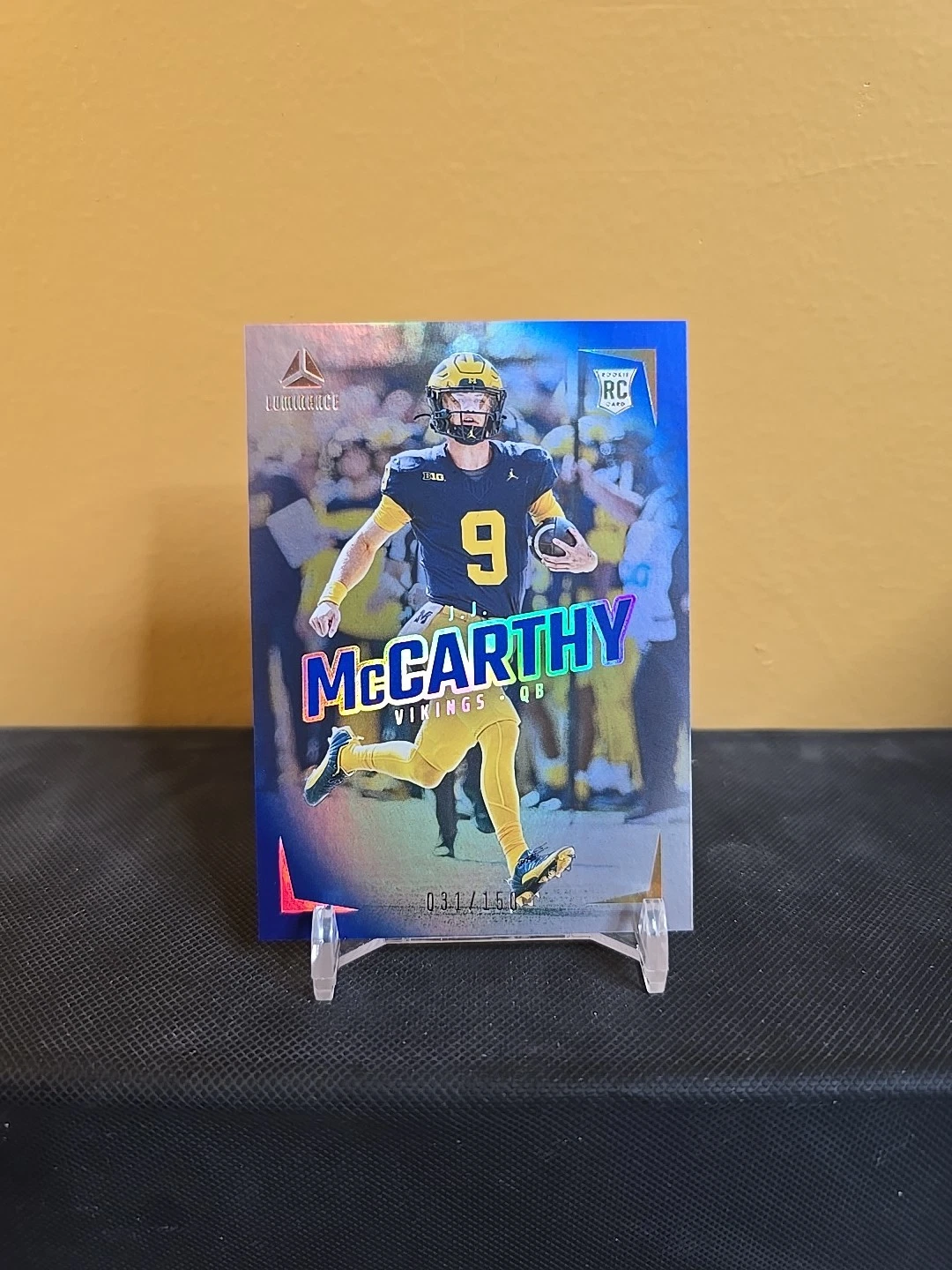 2024 Panini Luminance #112 J.J. McCarthy Rookies Blue Gold /150 - Color Match