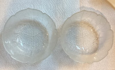 2 Arcoroc France Aspen 7  Soup Salad Round Bowl Leaf Embossed Glass 4 Sets Avail